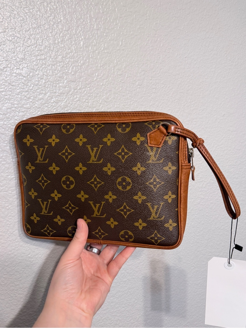 Vintage 1970s Louis Vuitton Monogram Pochette Wristlet Bag Made in France w/ COA - Picture 1 of 11